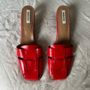 REIKE NEN Woven Red Leather Slides 40